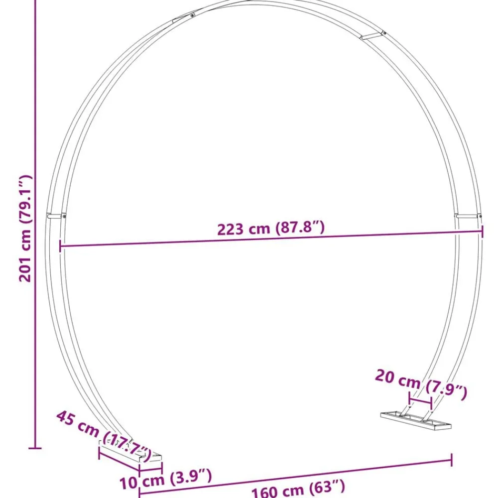 vidaXL Arco de Boda 223 x 45 x 201 cm Acero Online