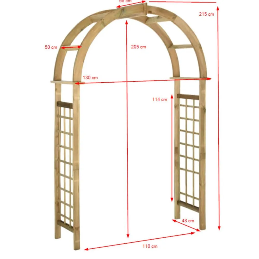 vidaXL Jardín-Arco de celosía de madera de pino verde impregnada
