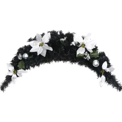 vidaXL Arco de Navidad con luces LED negro 90 cm PVC Negro y plateado Discount