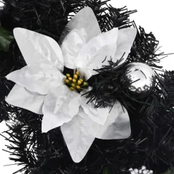 vidaXL Arco de Navidad con luces LED negro 90 cm PVC Negro y plateado Discount