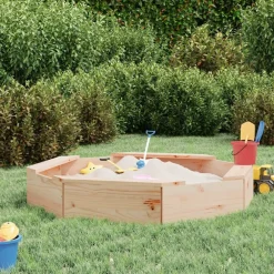 vidaXL Estructuras Para Juegos Al Aire Libre-Arenero con asientos octógono madera maciza de pino