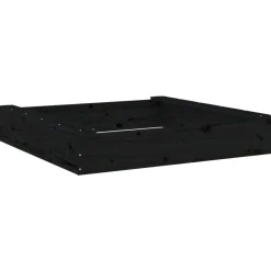 vidaXL Arenero con asientos cuadrado madera maciza de Pino negro Best