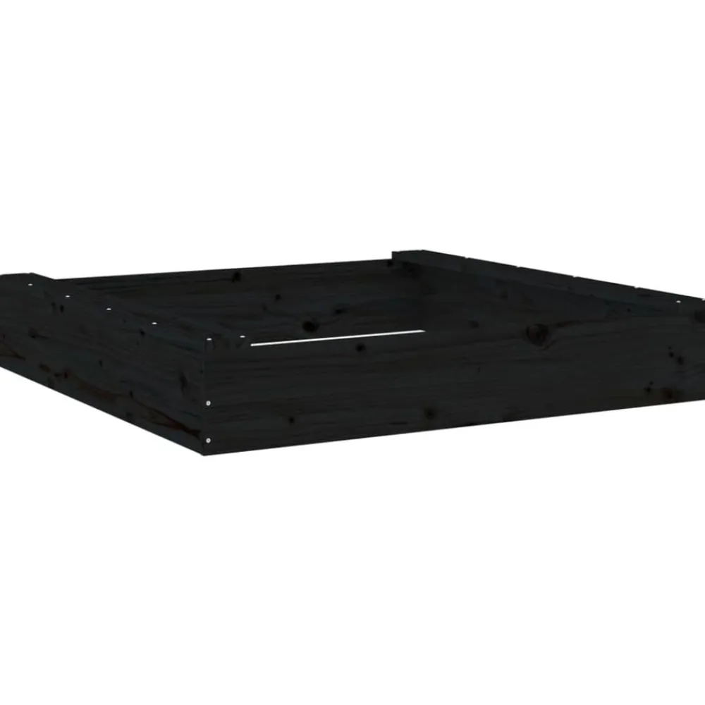 vidaXL Arenero con asientos cuadrado madera maciza de Pino negro Best