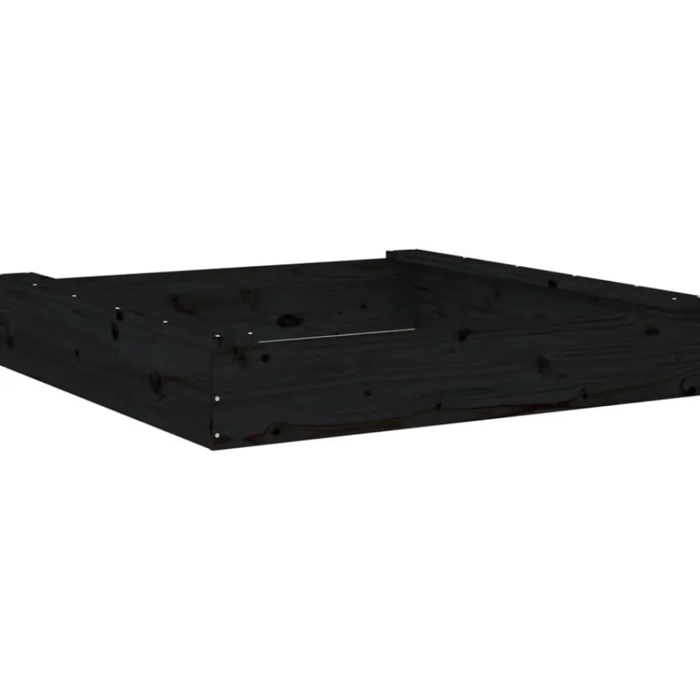vidaXL Arenero con asientos cuadrado madera maciza de Pino negro Best