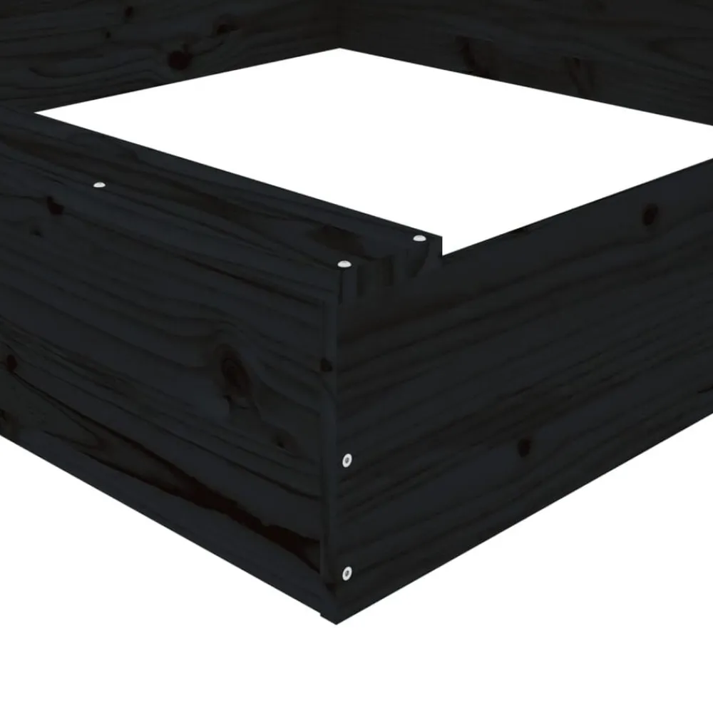 vidaXL Arenero con asientos cuadrado madera maciza de Pino negro Best