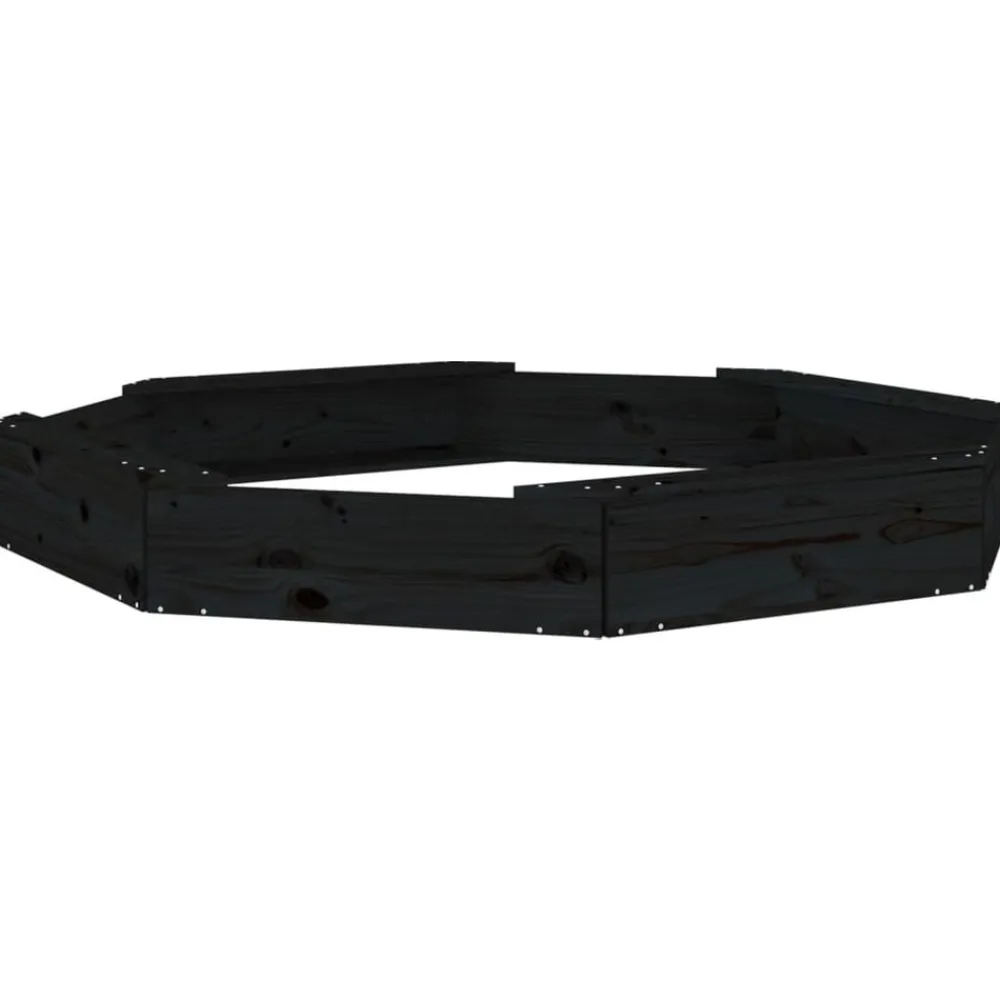 vidaXL Arenero con asientos octógono madera maciza de Pino negro Discount