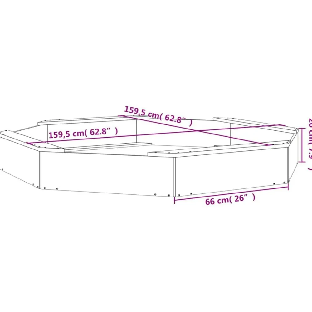 vidaXL Arenero con asientos octógono madera maciza de Pino negro Discount