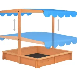 vidaXL Arenero con techo ajustable de madera de abeto 115x115x115 cm Azul Online