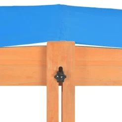 vidaXL Arenero con techo ajustable de madera de abeto 115x115x115 cm Azul Online