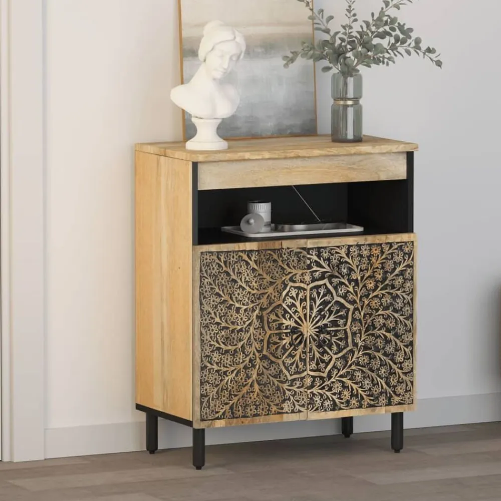 vidaXL Armario auxiliar madera maciza de mango 60x33x75 cm Discount