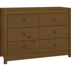 vidaXL Armarios Y Almacenamiento-Armario auxiliar madera maciza de pino marrón miel 100x40x72 cm