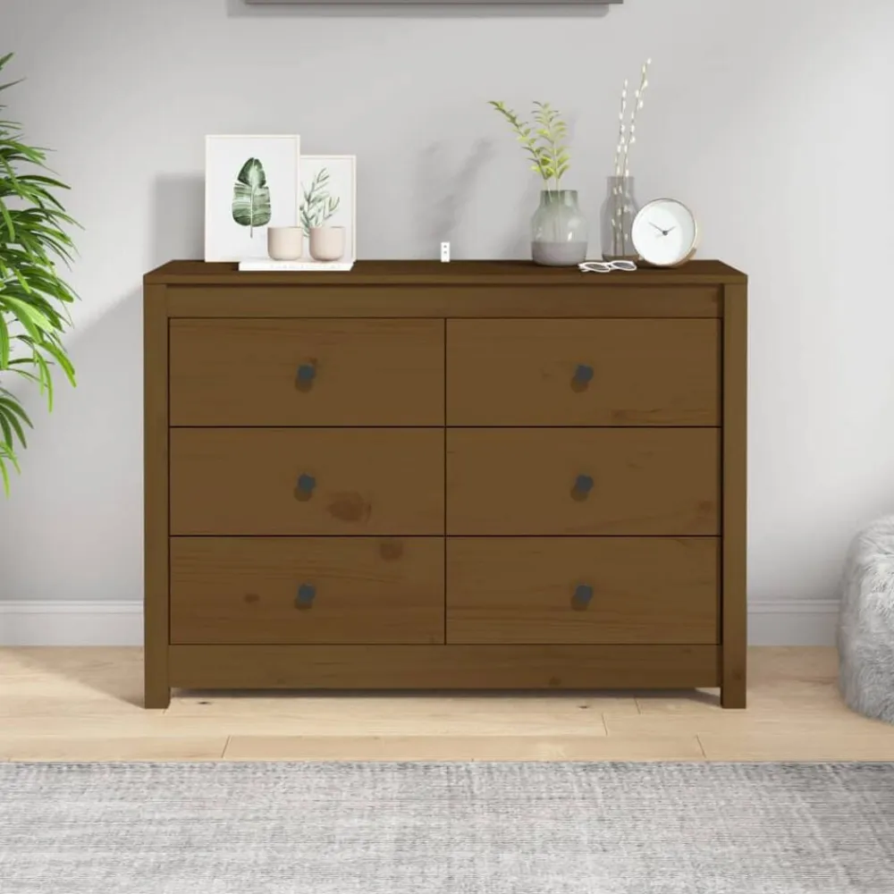 vidaXL Armarios Y Almacenamiento-Armario auxiliar madera maciza de pino marrón miel 100x40x72 cm