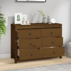 vidaXL Armarios Y Almacenamiento-Armario auxiliar madera maciza de pino marrón miel 100x40x72 cm