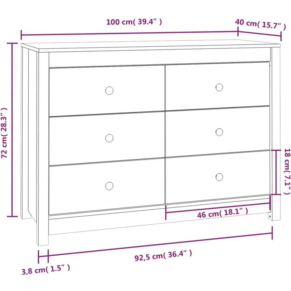 vidaXL Armarios Y Almacenamiento-Armario auxiliar madera maciza de pino marrón miel 100x40x72 cm