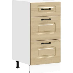 vidaXL Armario bajo de cocina "Kalmar" de madera de ingeniería blanco brillante alto brillo Discount
