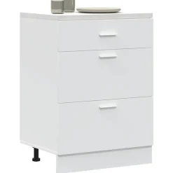 vidaXL Armario bajo de cocina "Lyon" de madera de ingeniería blanca Blanco Clearance