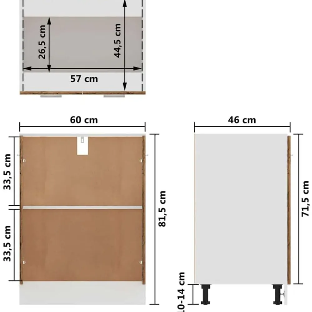 vidaXL Armarios Y Almacenamiento-Armario bajo "Lyon" Madera Vieja 60x46x81,5 cm Madera de ingeniería