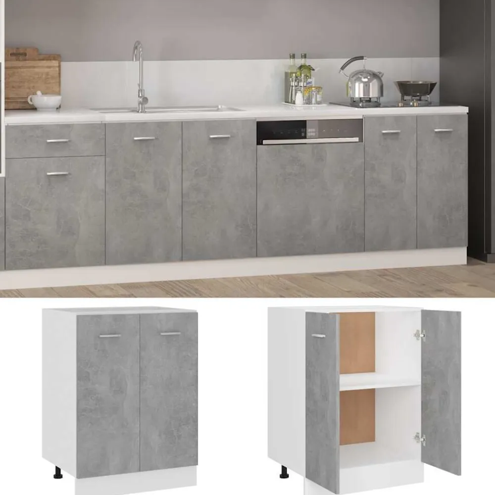 vidaXL Armario bajo "Lyon" Gris Hormigón 60x46x81,5 cm Madera de ingeniería Gris hormigón Outlet