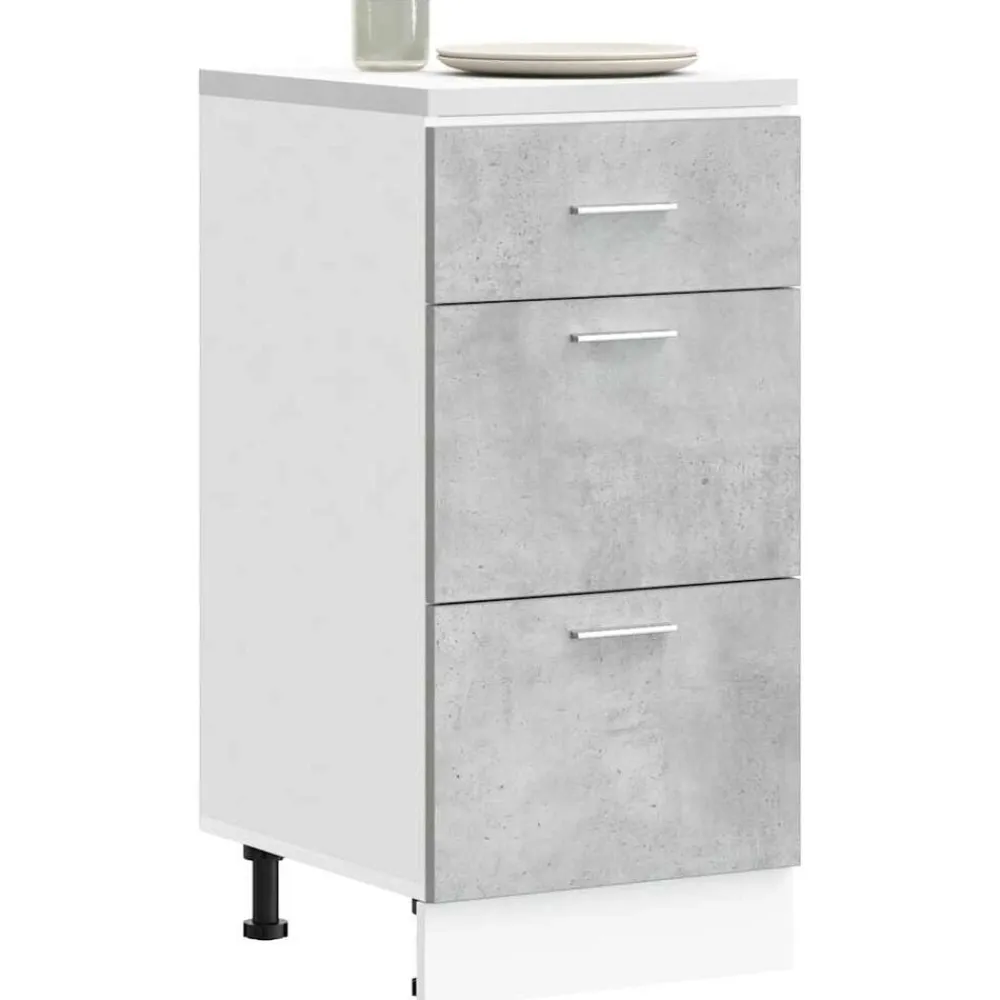 vidaXL Armarios Y Almacenamiento-Armario bajo "Lyon" Gris Hormigón 40x46x81,5 cm Madera de ingeniería