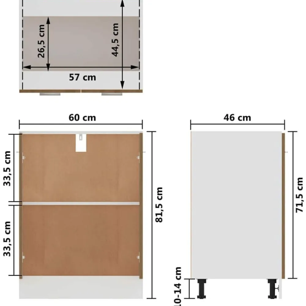 vidaXL Armarios Y Almacenamiento-Armario bajo "Lyon" Roble Artesano 60x46x81,5 cm Madera de ingeniería