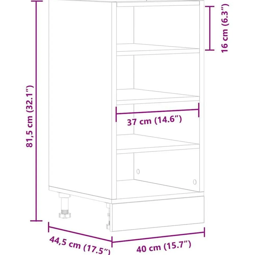 vidaXL Armario bajo "Riga" 40x44,5x81,5 cm Madera de ingeniería Roble Sonoma Discount