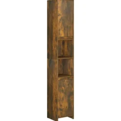 vidaXL Armario baño madera contrachapada 30x30x183,5cm Roble ahumado Hot