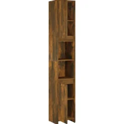 vidaXL Armario baño madera contrachapada 30x30x183,5cm Roble ahumado Hot