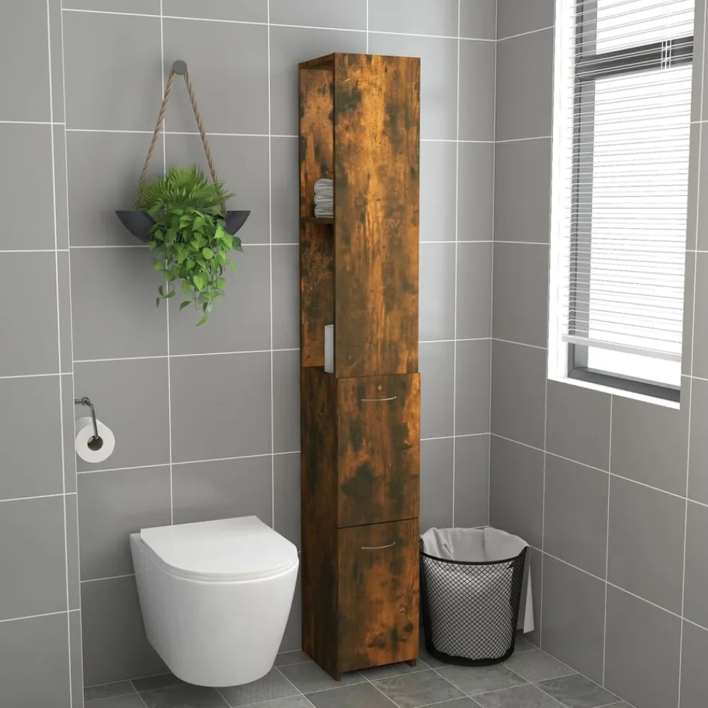 vidaXL Conjuntos De Muebles-Armario baño madera contrachapada 25x26,5x170 cm