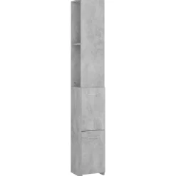 vidaXL Conjuntos De Muebles-Armario baño madera contrachapada gris hormigón 25x26,5x170 cm
