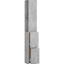 vidaXL Conjuntos De Muebles-Armario baño madera contrachapada gris hormigón 25x26,5x170 cm