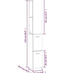 vidaXL Conjuntos De Muebles-Armario baño madera contrachapada gris hormigón 25x26,5x170 cm