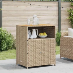vidaXL Armario 70 x 50 x 87 cm Poliéster y Ratten Roly Beige Best