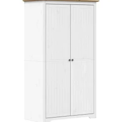 vidaXL Armario BODO madera maciza de pino blanco marrón 99x53,5x173 cm Marrón Hot