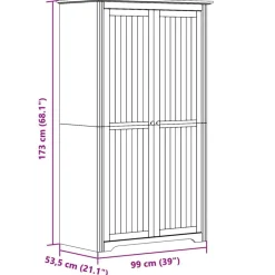 vidaXL Armario BODO madera maciza de pino blanco marrón 99x53,5x173 cm Marr&oacute;n Hot