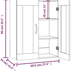 vidaXL Armario colgante de pared gris hormigón 69,5x34x90 cm Gris hormig&oacute;n Discount