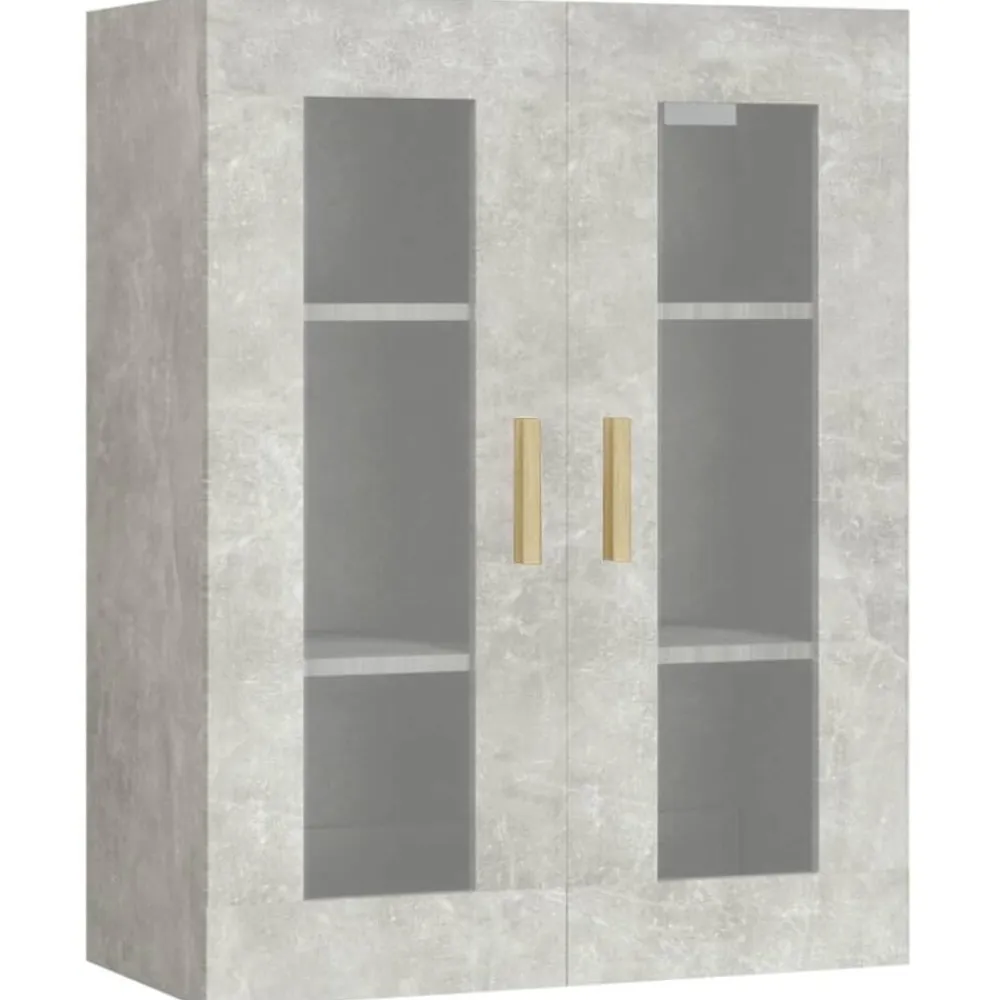 vidaXL Armarios Y Almacenamiento-Armario colgante de pared gris hormigón 69,5x34x90 cm