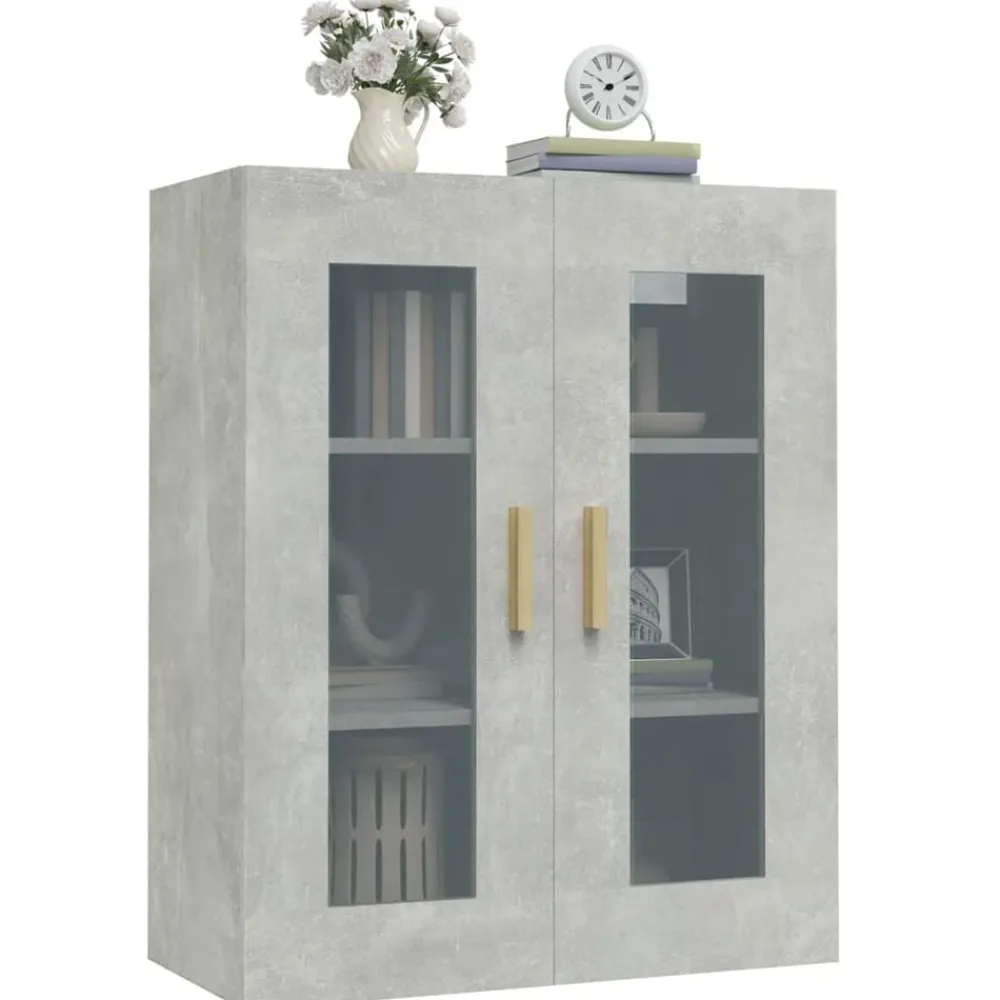 vidaXL Armarios Y Almacenamiento-Armario colgante de pared gris hormigón 69,5x34x90 cm