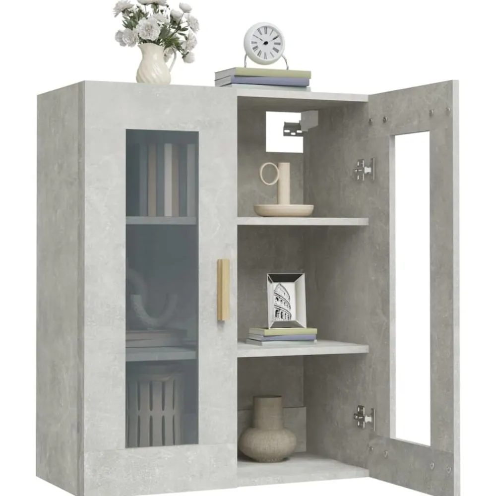 vidaXL Armarios Y Almacenamiento-Armario colgante de pared gris hormigón 69,5x34x90 cm