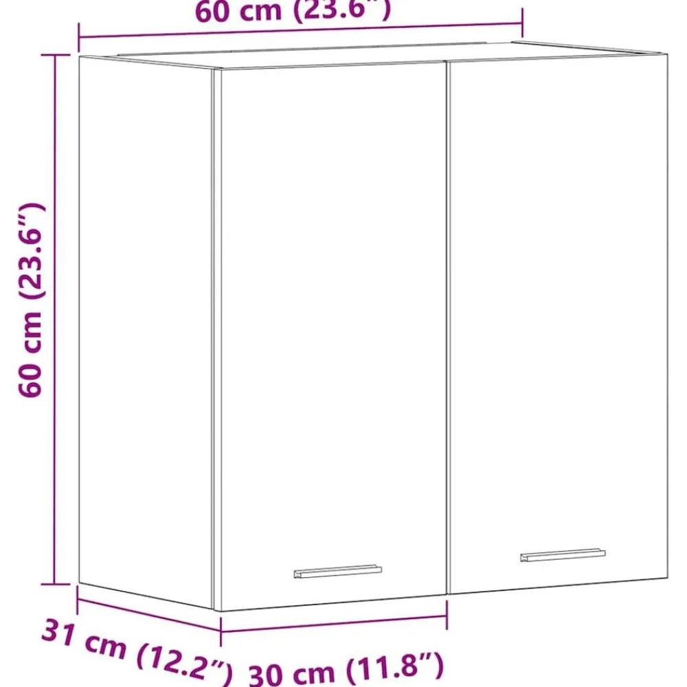vidaXL Armarios Y Almacenamiento-Armario colgante "Lyon" de, , 60 x 31 x 60 cm, madera de ingeniería