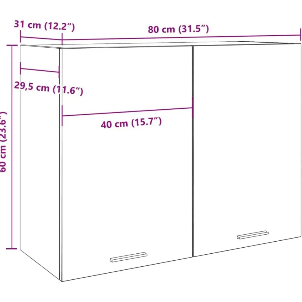 vidaXL Armario colgante "Lyon" gris hormigón 80x31x60 cm madera de ingeniería Gris hormigón Best