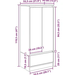 vidaXL Armarios Y Almacenamiento-Armario con cajón 55,5x34x119,5 cm Madera de ingeniería
