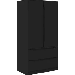 vidaXL Armario con cajón 79,5 x 49 x 156 cm Madera de ingeniería Negro Outlet