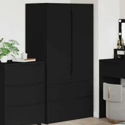 vidaXL Armario con cajón 79,5 x 49 x 156 cm Madera de ingeniería Negro Outlet