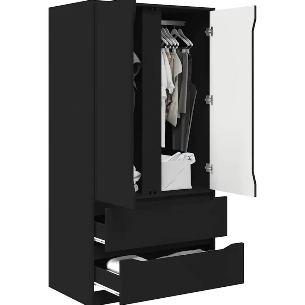 vidaXL Armario con cajón 79,5 x 49 x 156 cm Madera de ingeniería Negro Outlet
