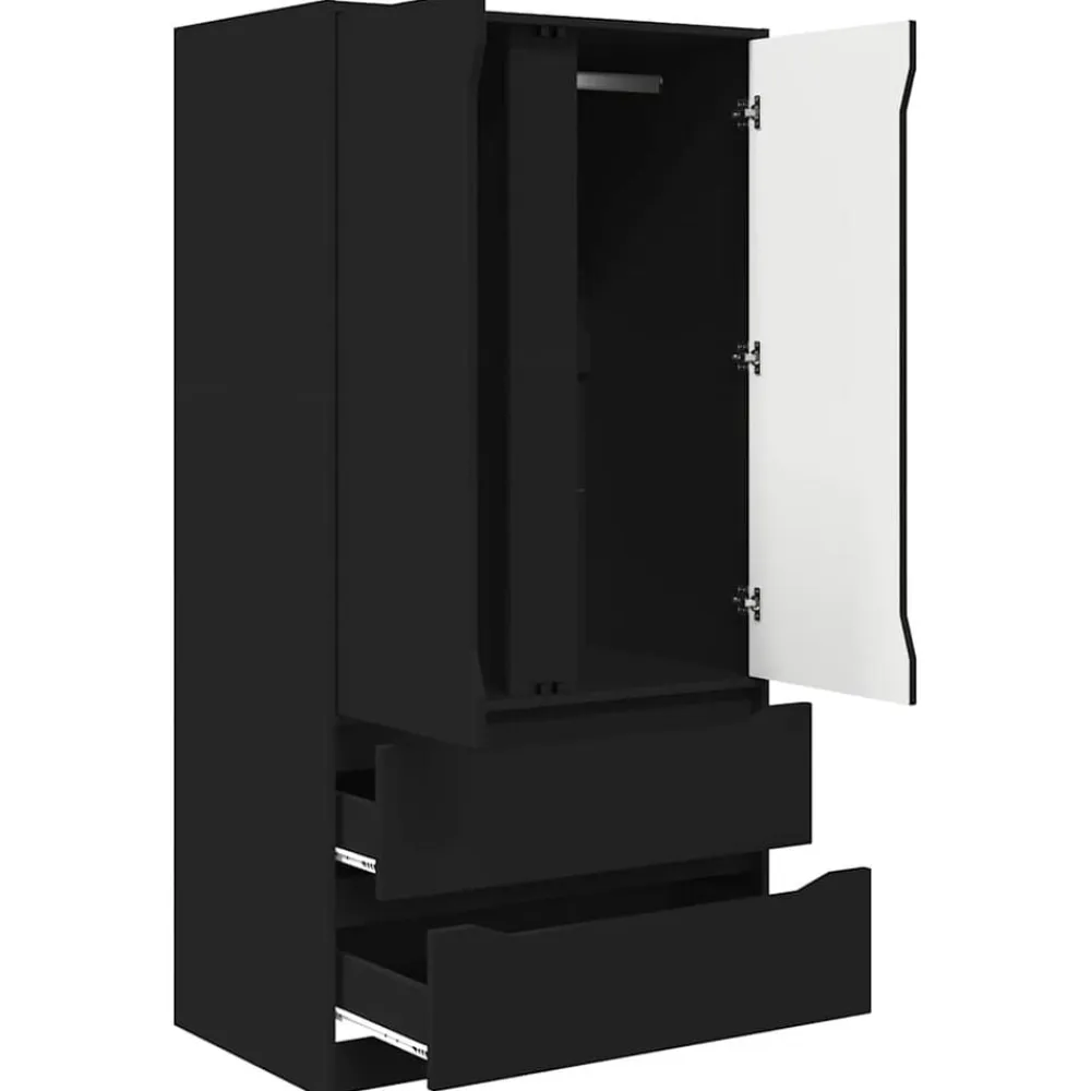vidaXL Armario con cajón 79,5 x 49 x 156 cm Madera de ingeniería Negro Outlet