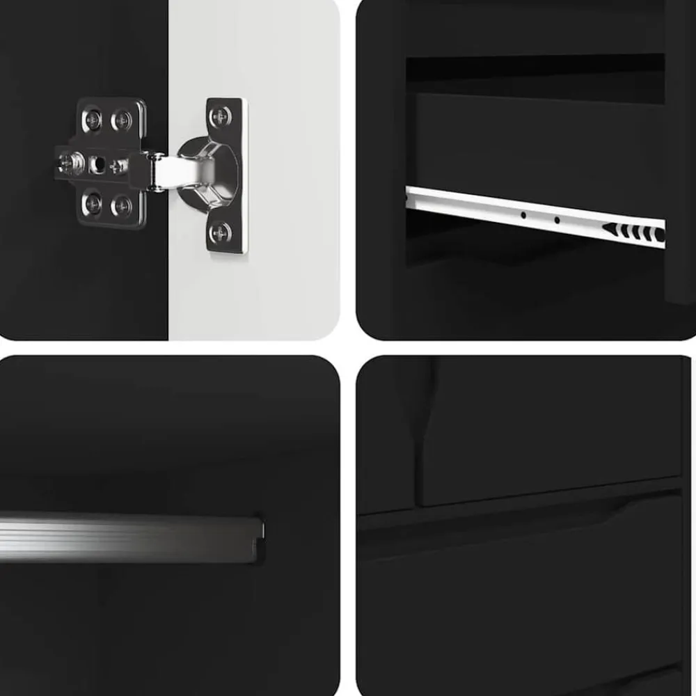 vidaXL Armario con cajón 79,5 x 49 x 156 cm Madera de ingeniería Negro Outlet