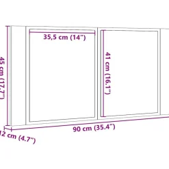 vidaXL Armario con espejo LED madera ingeniería envejecida 90x12x45 cm Madera antigua Hot