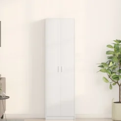 vidaXL Armario con estante 55 x 25 x 189 cm Madera de ingeniería White Best