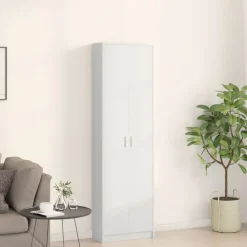vidaXL Armario con estante 55 x 25 x 189 cm Madera de ingeniería White Best