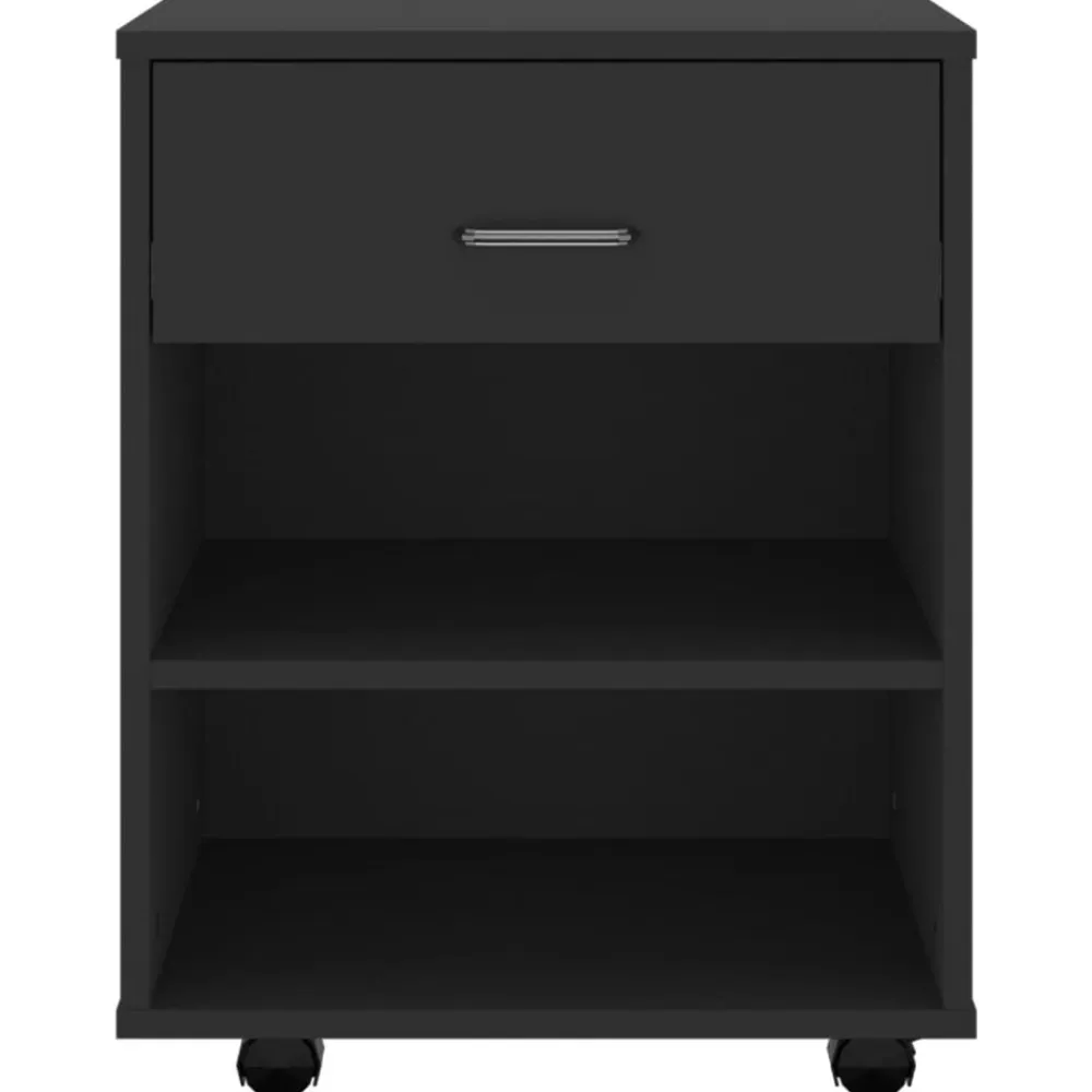 vidaXL Armario con ruedas madera contrachapada 46x36x59 cm Negro New